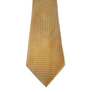 Claiborne Mens Tie Necktie Designer Gold Geometric Staple Business Casual Church